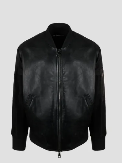 Neil Barrett Leather Panelled Bomber Jacket In Schwarz