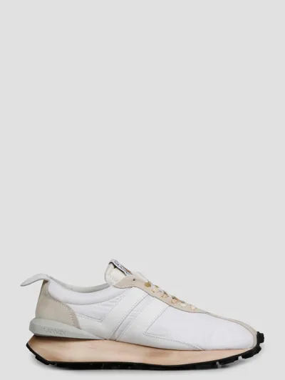 Lanvin Bumpr Suede-paneled Sneakers In White