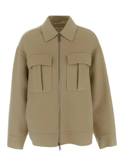 Sportmax Zip In <p> Pisano Cream Jacket In Virgin Wool