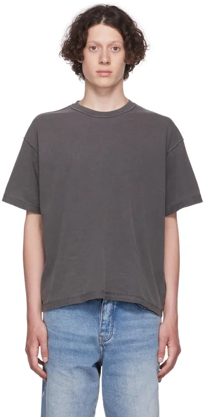 John Elliott Reversed Cropped Cotton T-shirt In Grey