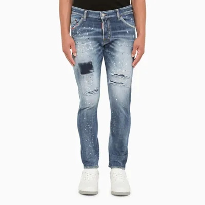 Dsquared2 Blue Cool Guy Jeans With Paint Splatters