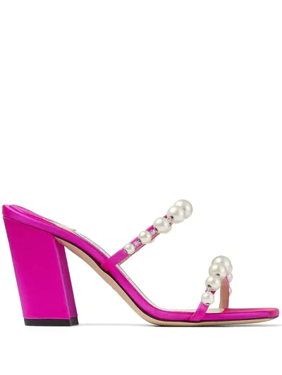 Jimmy Choo Amara Satin 85mm Sandals In Pink