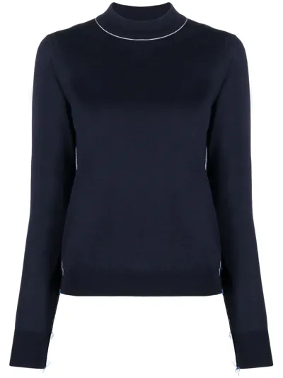 Maison Margiela Long-sleeved Wool Jumper In Blue