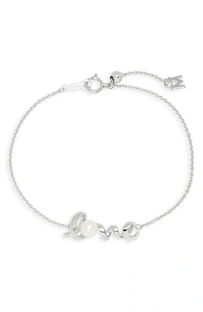 Mikimoto White Gold Pearl Love Pendant Bracelet In 18kw