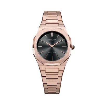 D1 Milano Watch Ultra Thin Bracelet 34 Mm In Black/rose Gold