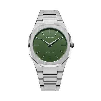 D1 Milano Watch Ultra Thin Bracelet 40 Mm In Green/silver