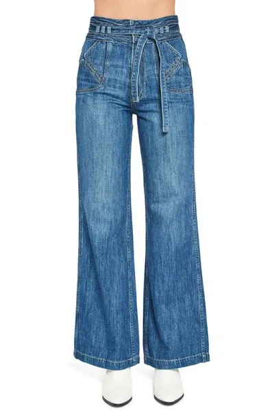 Noend Bella Fashion Seamed Pocket Wide Leg Jeans In Odessa