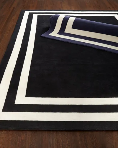 Ralph Lauren Fitzgerald Border Rug, 6' X 9' In Jet Black