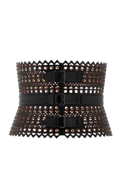 Alaïa Edition 1992 Large Laser-cut Leather Belt In Black