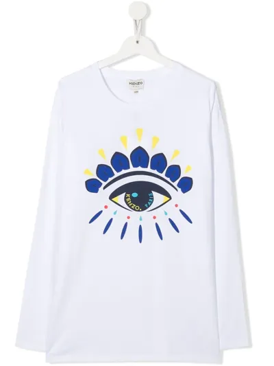 Kenzo Eye Print Organic Cotton T-shirt In Weiss