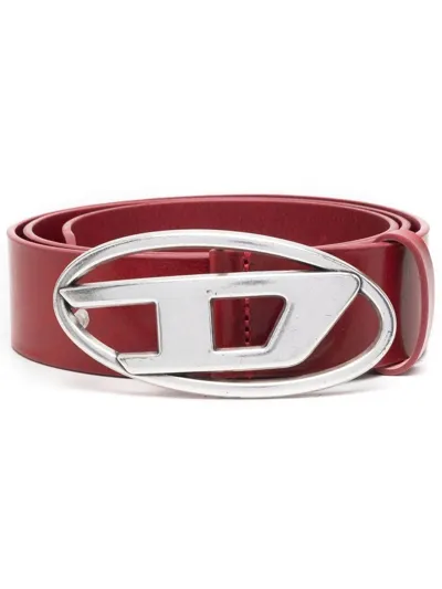 Diesel Logo-lettering Leather Belt In Red