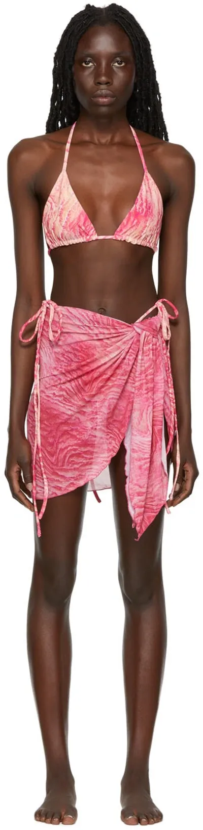 Kim Shui Ssense Exclusive Pink String Bikini In Pink Print