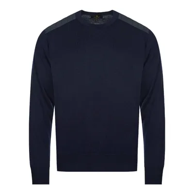 Belstaff Kerrigan Shoulder-panel Wool-knit Jumper In Navy