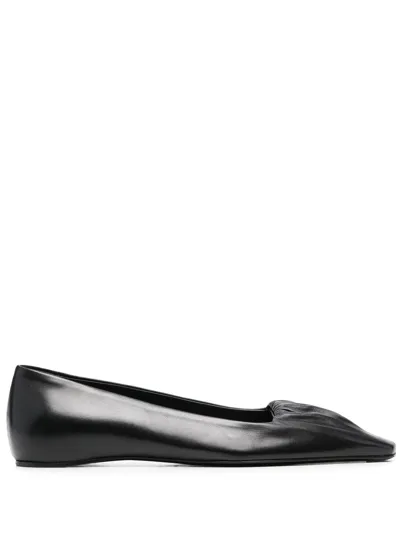 Totême Square-toe Leather Ballerina Shoes In Black