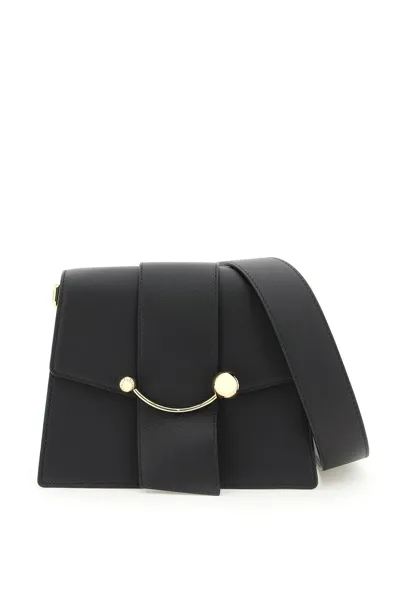 Strathberry Box Crescent Leather Handbag In Black