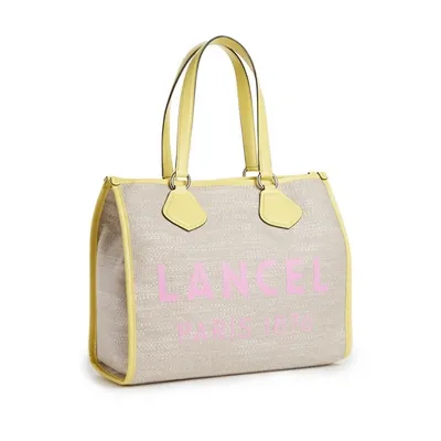 Lancel Jute Canvas And Cowhide Leather Bag