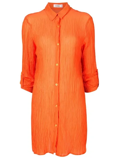 Amir Slama Crinkle-finish Shirt Dress In Orange