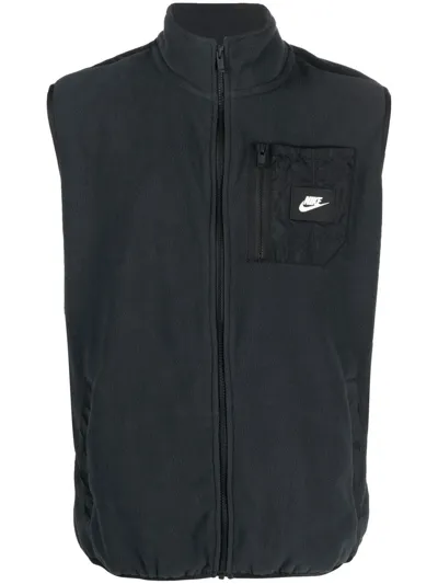 Nike Logo-patch Detail Polar Vest In Grau