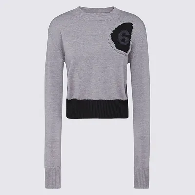 Mm6 Maison Margiela Grey Melange Wool Blend Sweater