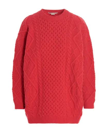 Stella Mccartney Aran Oversized Cable Knit Wool Sweater In Fuchsia