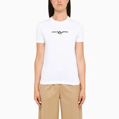 Stella Mccartney Front Logo-print T-shirt In Black In White