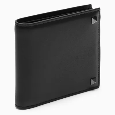 Valentino Garavani Rockstud Bifold Wallet In Black Leather