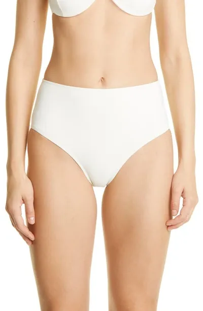 Totême Smocked High-waist Bikini Bottoms In Tofu