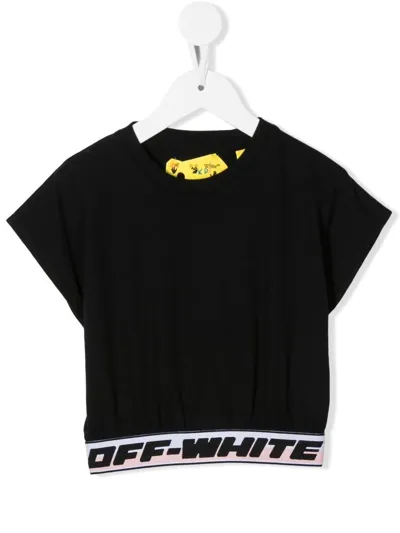 Off-white Babies' Logo Band Short-sleeve T-shirt In Black