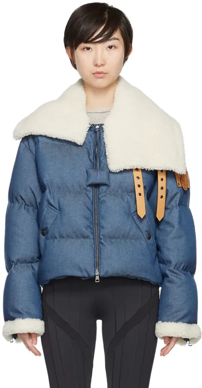 Moncler Genius Moncler 1 J.w. Anderson  Penygarder Denim Down Jacket Wintercoat In Pink