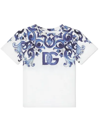 Dolce & Gabbana Baby Girls Majolica Print T-shirt In White