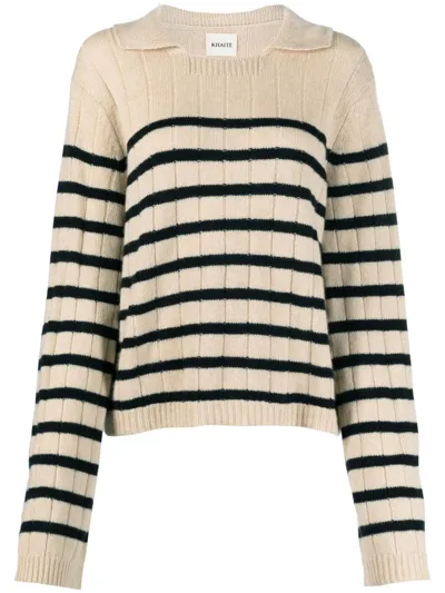 Khaite Mateo Stripe Ribbed Cashmere Sweater In Multi