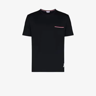 Thom Browne Blue Side Buttons T-shirt In Multicolor