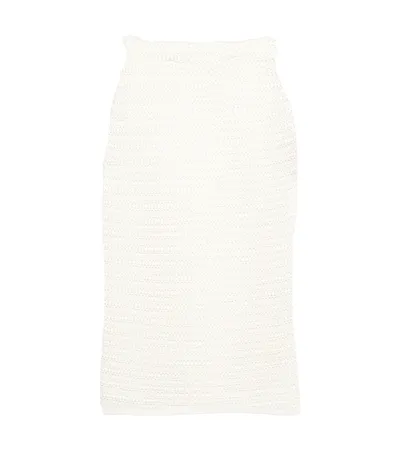 Dorothee Schumacher Modern Textures Crochet Pencil Skirt In Off White