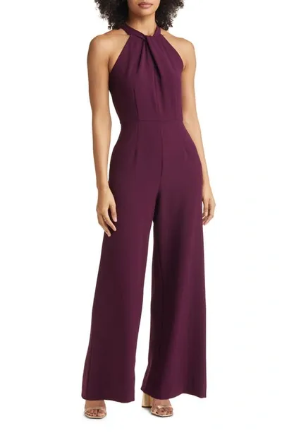 Julia Jordan Halter Neck Jumpsuit In Plum 2