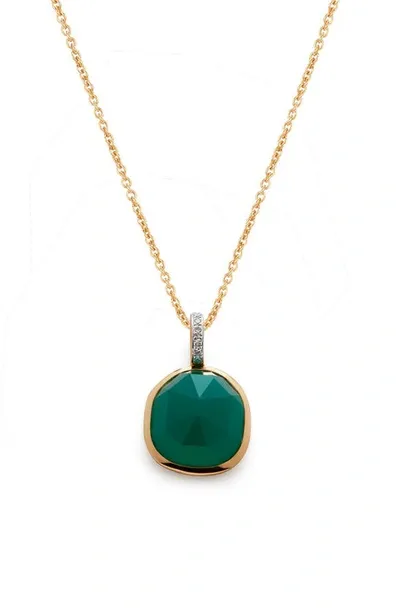 Monica Vinader Siren Green Onyx Pendant Necklace In Gold