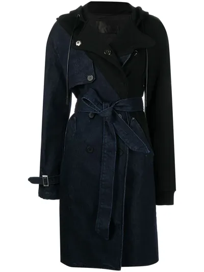 Rta Belinda Denim Trench Coat In Schwarz