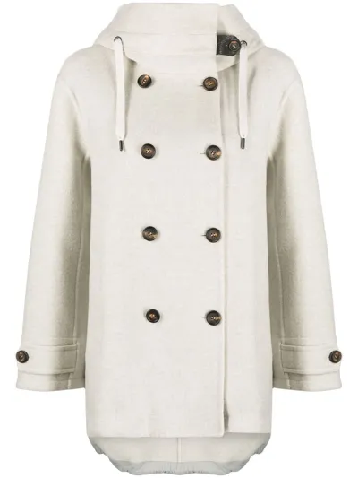 Brunello Cucinelli Double-breasted Cashmere Coat In Grey