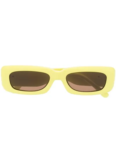 Attico Mini Marfa Rectangular Sunglasses In Lemon/yellow Gold/brown