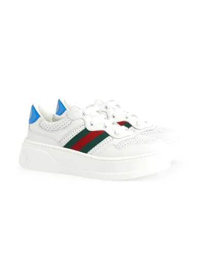 Gucci Kids' Toddler Leather Sneaker With Web In White