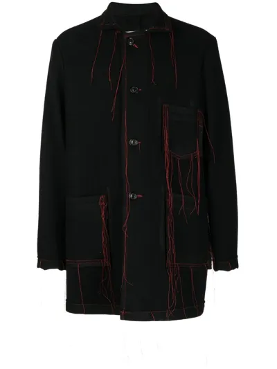 Maison Margiela Distressed Single-breasted Coat In Black