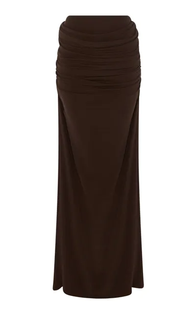 Paris Georgia Brown Draped Maxi Skirt