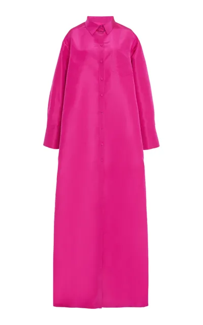 Valentino Faille Oversized Shirtdress Gown In Pink