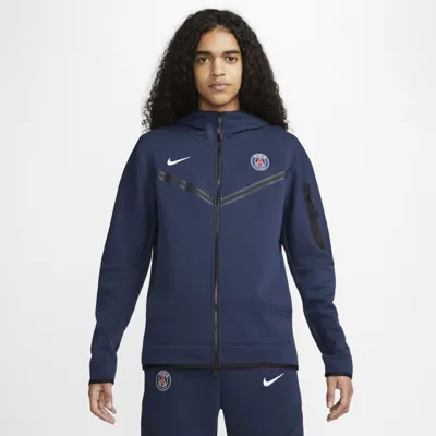 Nike Men's Paris Saint-germain Tech Fleece Windrunner Full-zip Hoodie In Blue