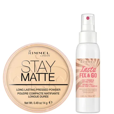 Rimmel Stay Matte Pressed Powder And Setting Spray Bundle