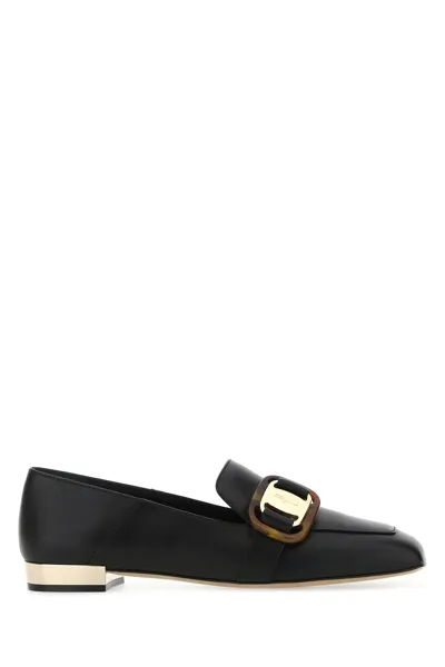 Ferragamo Wang Leather Loafers In Black