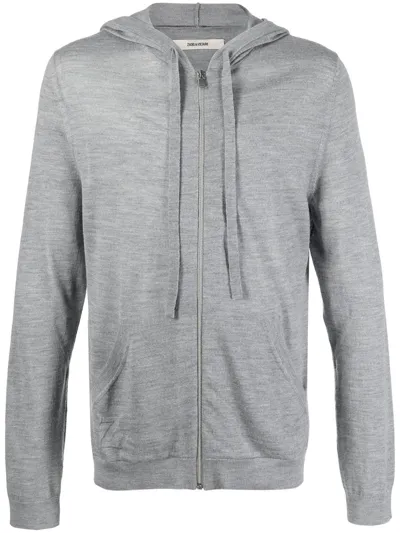 Zadig & Voltaire Zipped Drawstring Hoodie In Grau