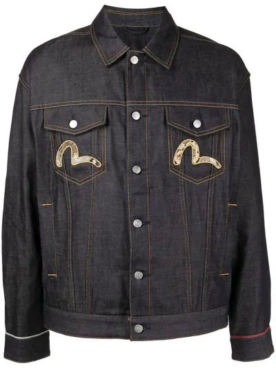 Evisu Dragon-embroidered Denim Jacket In Navy