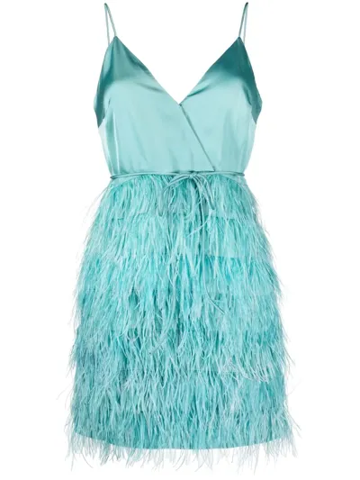 Twinset Fringe-trimmed Mini Dress In Blau