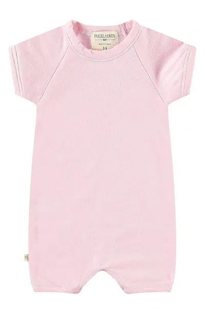 Paigelauren Babies' Short French Terry Romper In Pink