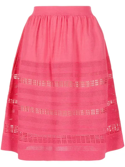 Paule Ka Perforated-detail Flared Skirt In Pink